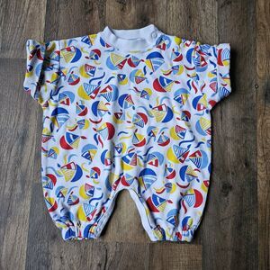 Vintage Baby RAGFOUS romper, size 3M. Made in Hong Kong. Cotton. Sea Yacht EUC